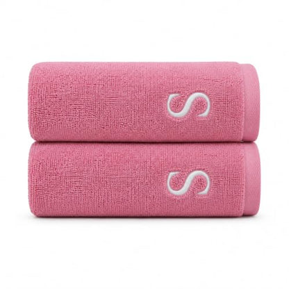 Personalized Turkish Cotton Wash Towels Set of 2 - Pink Initials & Name