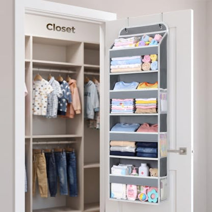 Over the Door Organizer 4-Tier Large Capacity Closet Storage Grey Variation 1