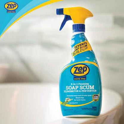 Zep Home Pro 2-in-1 Foaming Soap Scum Eliminator and Preventer, Morning Dew Scent, R54006-32 Fl Oz -Bleach-Free Formula