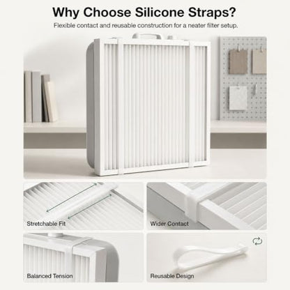 Stretchable Silicone Box Fan Filter Straps 2Pcs Clear - Adjustable Fan Filter Holders