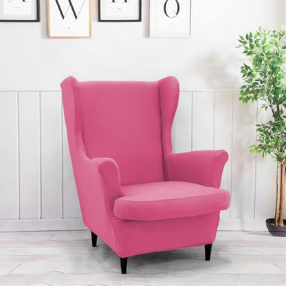 Pink Wingback Chair Slipcover 2-Piece Washable Armchair Protector - One Size