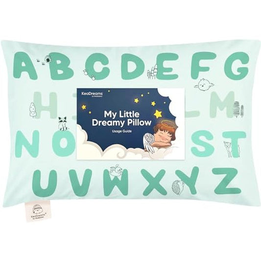 Toddler Pillow with Pillowcase - 13x18 My Little Dreamy Kids Travel Bed Pillows for Sleeping, Organic Cotton Small Pillowcase, Soft & Breathable, Machine Washable, Toddlers 2-5 years old (Kea123)