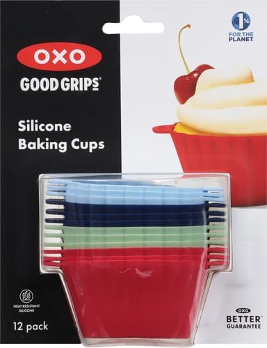 OXO Good Grips Silicone Baking Cups - Reusable, Non-Stick, BPA-Free | 12 Pack for Muffins & Cupcakes