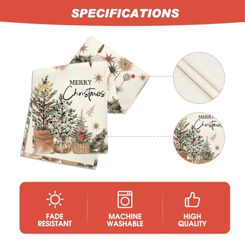 Holly Pine Cone Xmas Table Runner 13x108 Inch Beige Holiday Decor