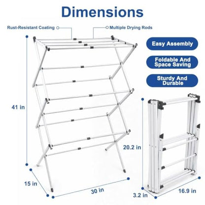 Outdoor Pool Towel Rack with Adjustable Telescopic Poles - Foldable & Portable