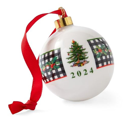 Spode Christmas Tree Bauble Ornament - Round 2024 - Porcelain Festive Keepsake