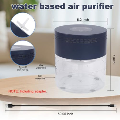 Navy Water Air Purifier with Aromatherapy, 3-Speed Humidifier & 8-Color Light