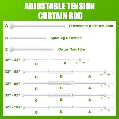 Ausemku Shower Curtain Rod Tension - 26-76 Inch Never Rust Non-Slip Spring Tension Curtain Rod No Drilling Stainless Steel Curtain Rod Use Bathroom Kitchen（Black）