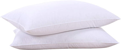 Puredown® Goose Feather & Down Pillows - 100% Cotton Cover, Set of 2, Standard Size for Ultimate Comfort
