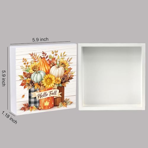 Fall Decorations for Home Mason Jar Pumpkin Wooden Sign - Autumn Decor