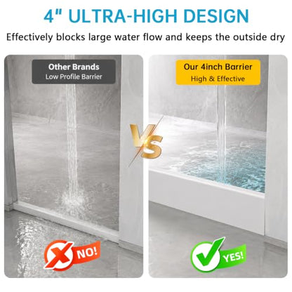 39-Inch High Silicone Shower Water Dam - Collapsible & Waterproof Barrier for Bathroom