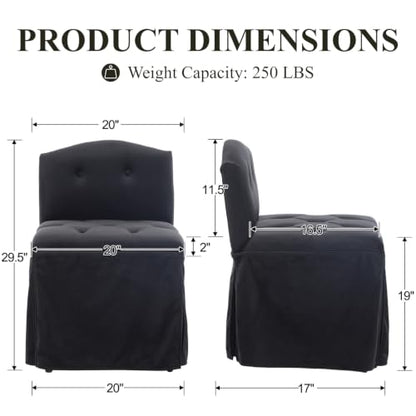 Black Velvet Makeup Vanity Chair with Back and Wheels - Swivel Seat