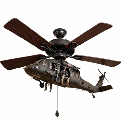 Green Military Helicopter Ceiling Fan Decoration - Rotating Model A