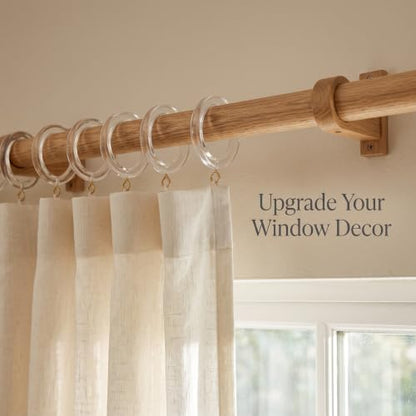 Acrylic Wooden Curtain Rings 24 Pack Without Clips - 1.75 Inch Inner Diameter, Farmhouse Style