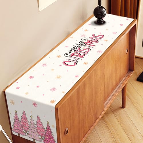 Pink Christmas Table Runner 13 x 72 Inches Holiday Home Decor Seasonal Kitchen