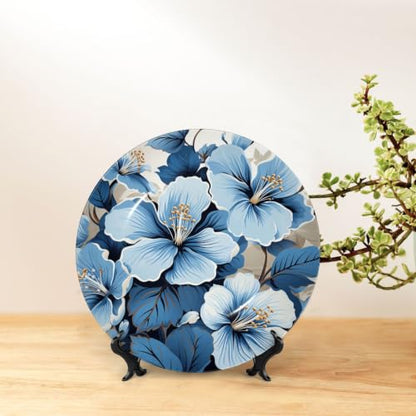 Bone China Decorative Plate with Stand - White, 6 Inch Art Ornament