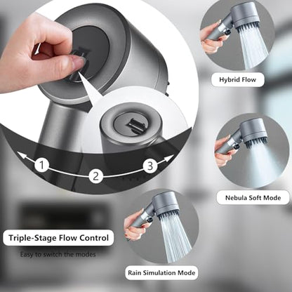 Filtered Handheld Shower Head with High Pressure & Gray Finish