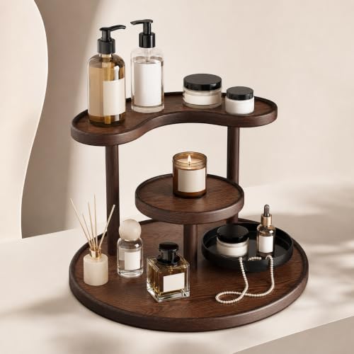 Wood Look 3-Tier Perfume & Jewelry Organizer for Vanity & Bathroom