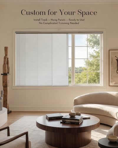 Graywind Custom White Textured Sliding Door Blinds - 153 Inch Blackout Panel