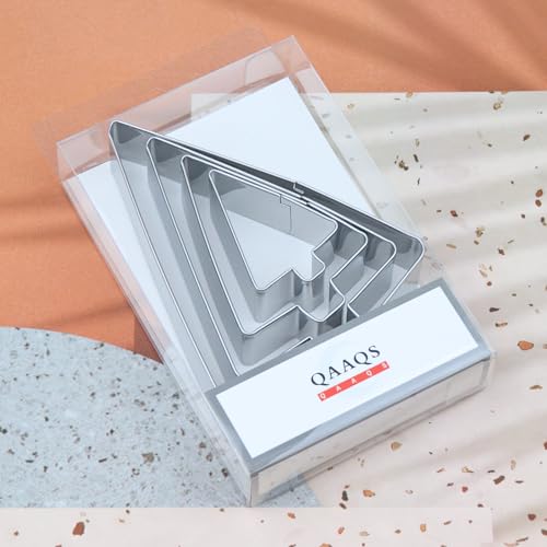 Christmas Tree Cookie Cutter Set - 4 Sizes Stainless Steel Baking Tool - 5, 4, 3, 2 Inch - Holiday Baking