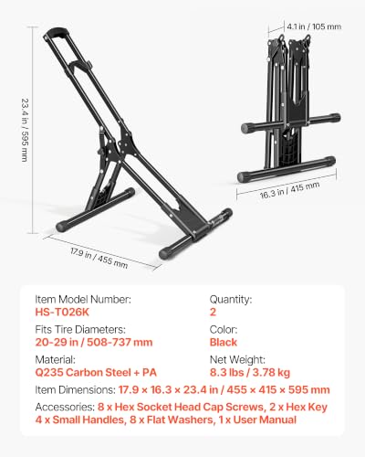 Foldable Bike Stand 2 Pack - Freestanding Bicycle Storage Rack for 20-29 in Wheels