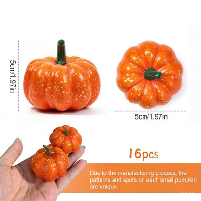 Mini Foam Pumpkins for Fall & Halloween Decor - 16 Pcs