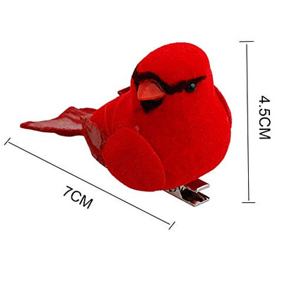 12Pcs Christmas Cardinal Bird Ornaments with Metal Clips for Holiday Decor