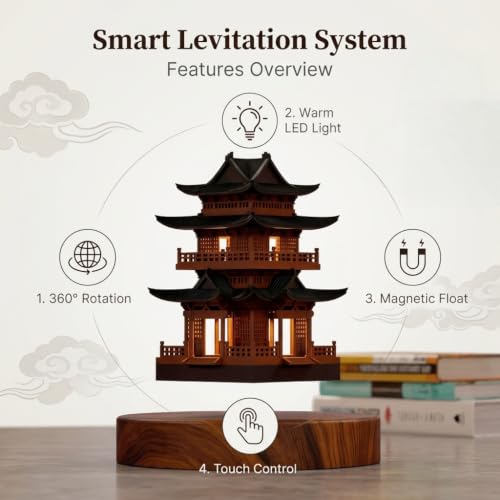 Multicolor Levitating Ancient Tower Lamp Magnetic Floating Night Light 360° Spinning
