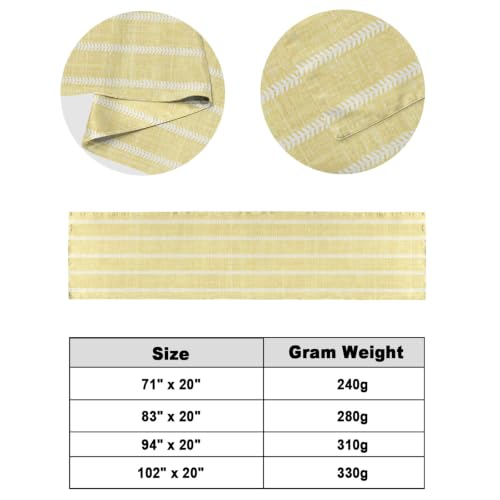 Queen Size Pale Yellow Striped Bed Runner - Modern Minimalist Decor, Satin Finish, 83x20 Inches