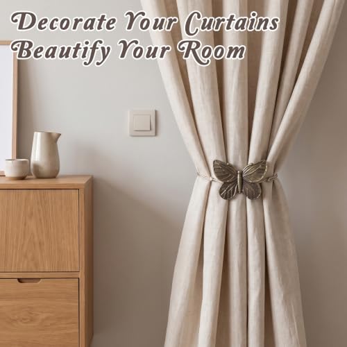 Magnetic Curtain Tiebacks with Bee Design, Vintage Copper Finish - 2 Pack