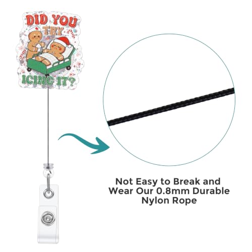 Cute Christmas Gingerbread Nurse Badge Reel - Orthopedic ID Holder with Whimsical Design