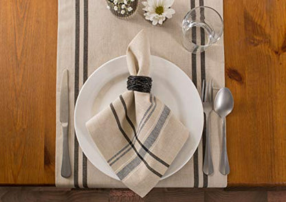 Farmhouse Style Cotton Table Runner 14x108 Inches Taupe Black - DII Collection Taupe/Black