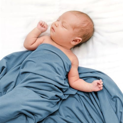 GRSSDER 4-Pack Baby Swaddle Blankets 33x44 Inches - Blue & Green Soft Jersey Knit