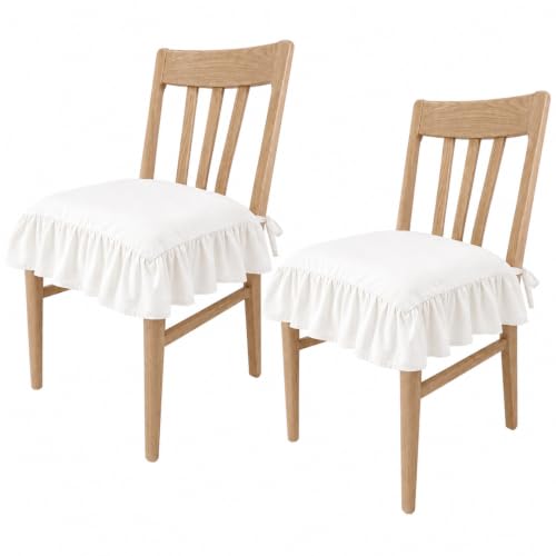 2 Pack Ruffle Chair Cushion Covers 17.5 x 17.5 Inches Cotton Vintage Style