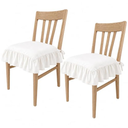 2 Pack Ruffle Chair Cushion Covers 17.5 x 17.5 Inches Cotton Vintage Style