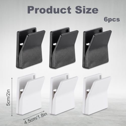 6-Pack Wall Adhesive Clips for Towels Tapestries & Decor - Black & White