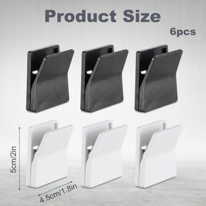 6-Pack Wall Adhesive Clips for Towels Tapestries & Decor - Black & White