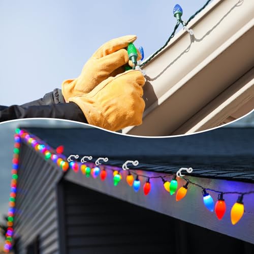 Openfly White Outdoor Christmas Light Clips 160Pcs Gutter Hooks Weatherproof