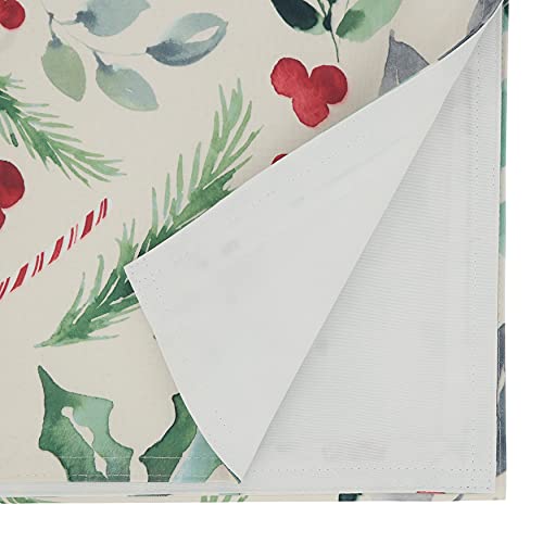 Christmas Foliage and Candy Canes Table Runner 16x90 Inch Holiday Decor
