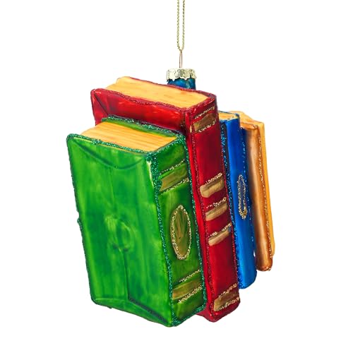 Christmas Glass Book Ornament - Festive Holiday Tree Decor, Small
