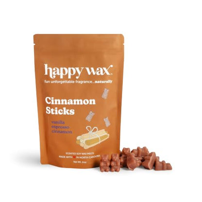 Soy Wax Melts - Fall Cinnamon Sticks Scented 8oz Pouch - Happy Wax