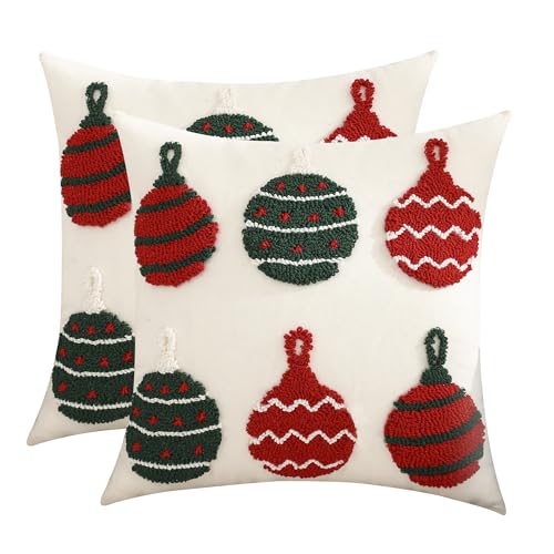 Christmas Bell Throw Pillow Covers 18x18 Set of 2 - Holiday Decor