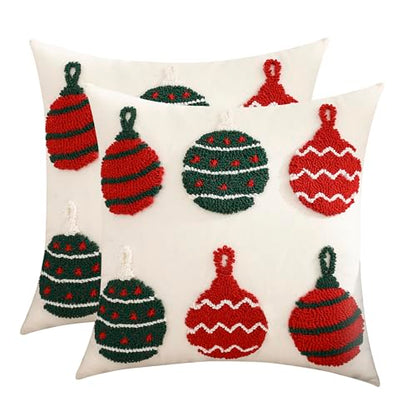 Christmas Bell Throw Pillow Covers 18x18 Set of 2 - Holiday Decor