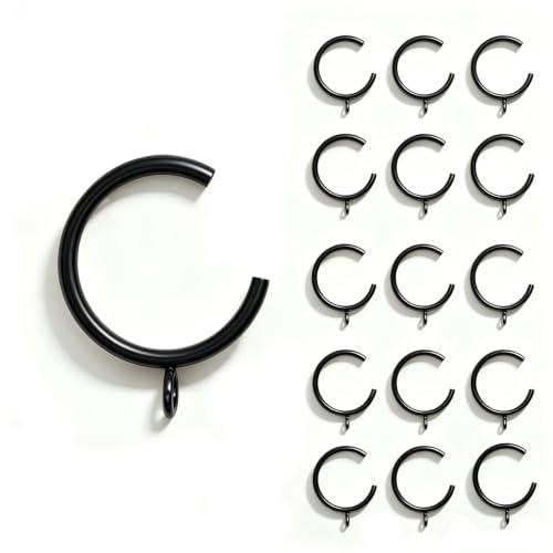 Black Gold C-Shaped Curtain Rings 1.25-inch 30-Pack for Rods