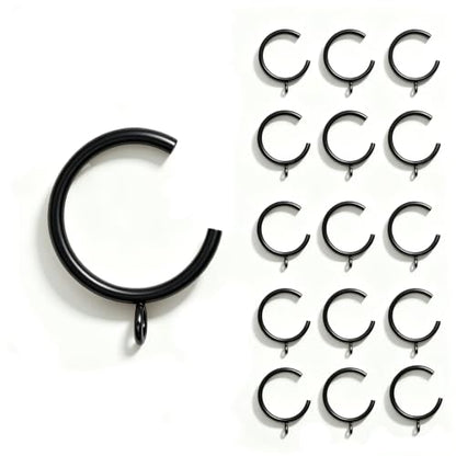 Black Gold C-Shaped Curtain Rings 1.25-inch 30-Pack for Rods