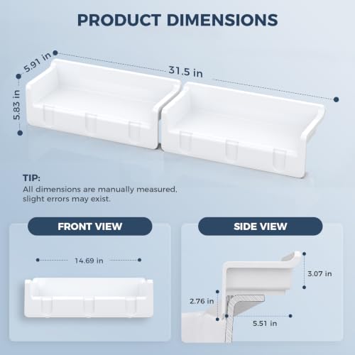 Gotega 2-Pack Kids Bathtub Splash Guard with Toy Shelf & Storage