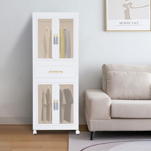 Freestanding Wardrobe with Shelves and Drawer - Non Woven Fabric Closet Organizer