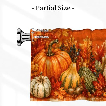 Fall Pumpkin Valance Curtain - 54W x 18L Short Window Treatment with Rod Pocket - Holiday Home Decor