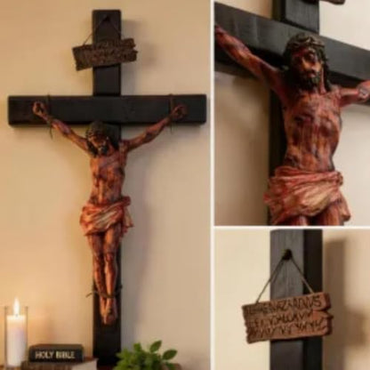 Sacred Jesus Crucifix Wall Cross Set of 2 - Catholic Religious Home Decor