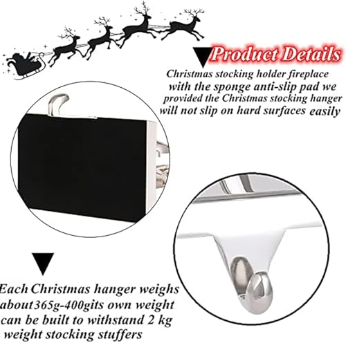 Reindeer Stocking Hangers and Sleigh Hooks Set - Christmas Fireplace Decor - Red Reindeer Variation